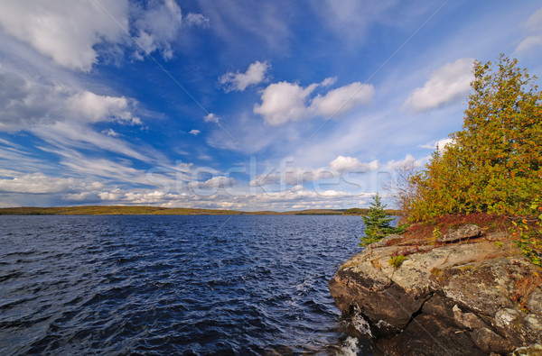 Spectaculaire lac après-midi frontière nuages Photo stock © wildnerdpix