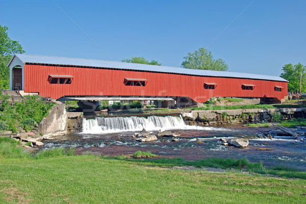 Cubierto puente rural Indiana histórico cascada Foto stock © wildnerdpix