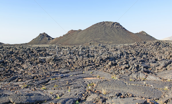 Stock fotó: Vulkáni · tájkép · reggel · hold · vulkán · távoli
