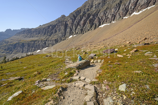 Hiker Relaxing on a Mountain Trail Stock photo © wildnerdpix