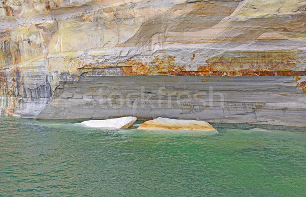 Homokkő víz kövek tópart Michigan természet Stock fotó © wildnerdpix