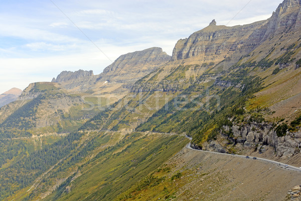 Stock photo: Narrow Winding Road Going up a Mountain Ridge