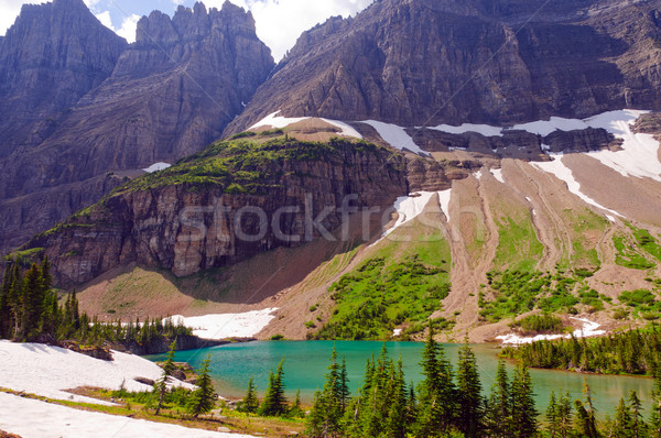 Egyenetlen fölött alpesi tó jéghegy gleccser Stock fotó © wildnerdpix