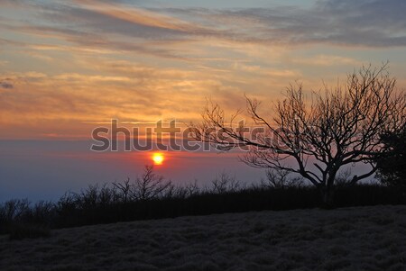 Stock photo: Sunset on a mountain ridge