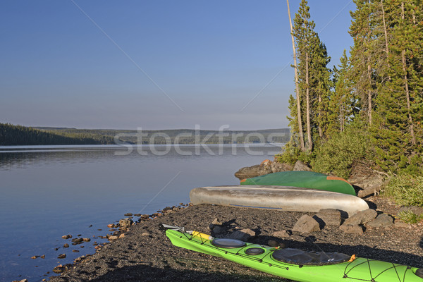 Bărci lac ţărm dimineaţă parc Imagine de stoc © wildnerdpix