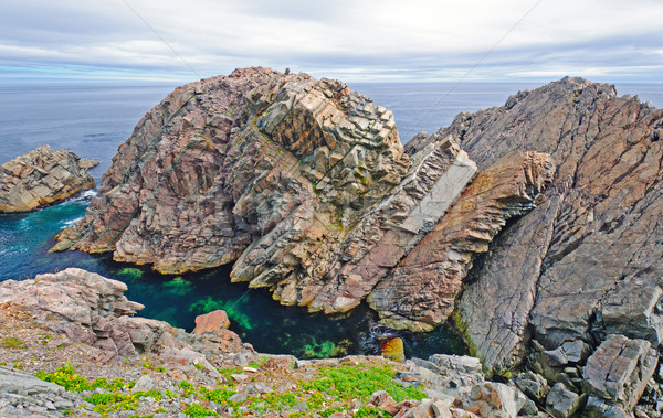 Tilted Sedimentary Rocks on the Coast Stock photo © wildnerdpix