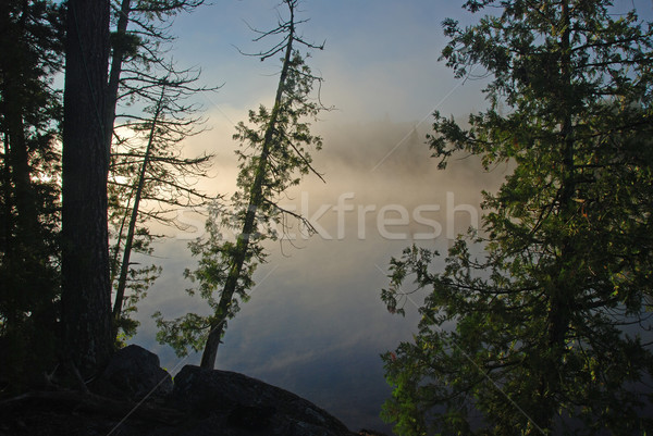 Misty sunrise photos cloche lac [[stock_photo]] © wildnerdpix