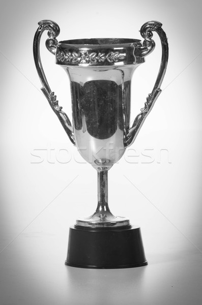 Foto stock: Troféu · preto · e · branco · fundo · metal · sucesso · medalha