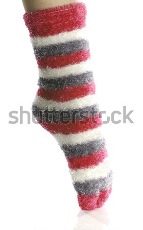 Toe undeutlich rot Socken Reflexion weiß Stock foto © willeecole