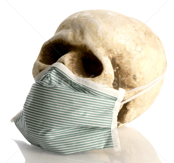 human skull wearing hospital mask - contagious disease concept Stock photo © willeecole