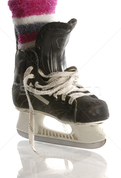 Stock fotó: Lányok · jégkorong · korcsolya · rózsaszín · zokni · izolált