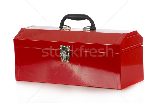 [[stock_photo]]: Rouge · boîte · à · outils · isolé · blanche · travaux · fond
