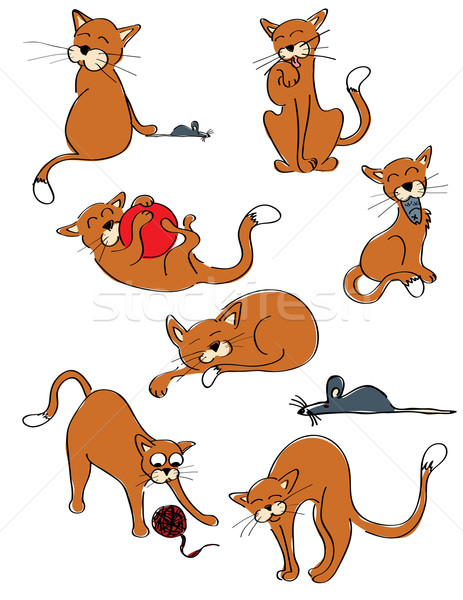 Komik kediler yedi fare toplama kedi Stok fotoğraf © wingedcats