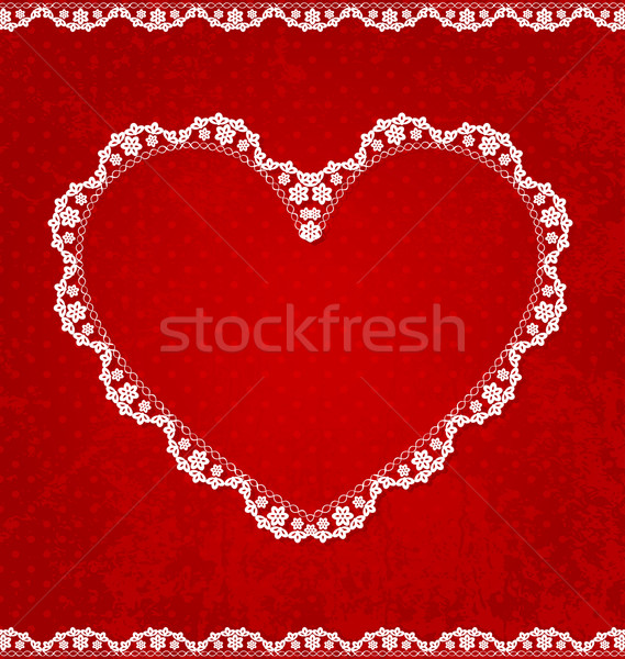 Sevgililer günü kart dantel kalp kâğıt düğün Stok fotoğraf © wingedcats