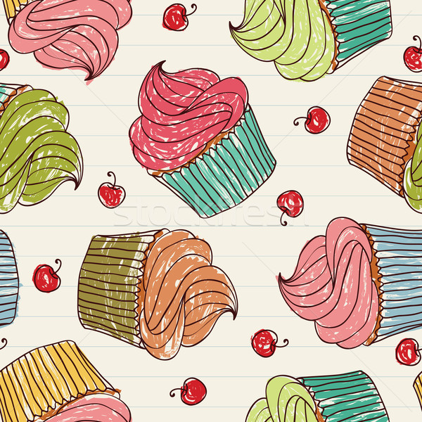 Cupcakes seamless pattern Stock photo © wingedcats