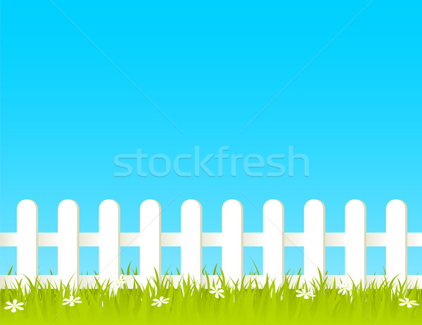 Kerítés fehér fű virágok eps globális Stock fotó © wingedcats