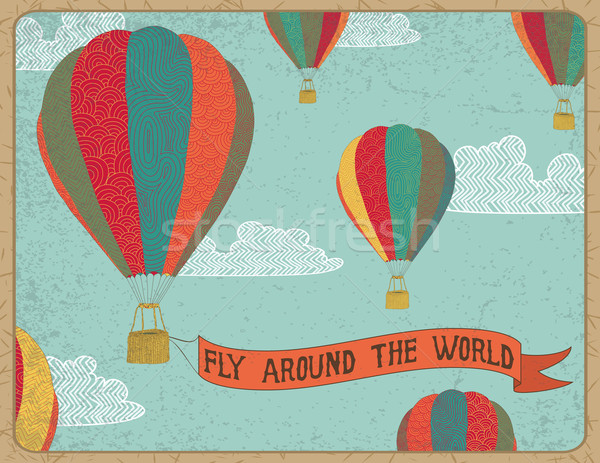 Volare mondo caldo aria palloncini banner Foto d'archivio © wingedcats