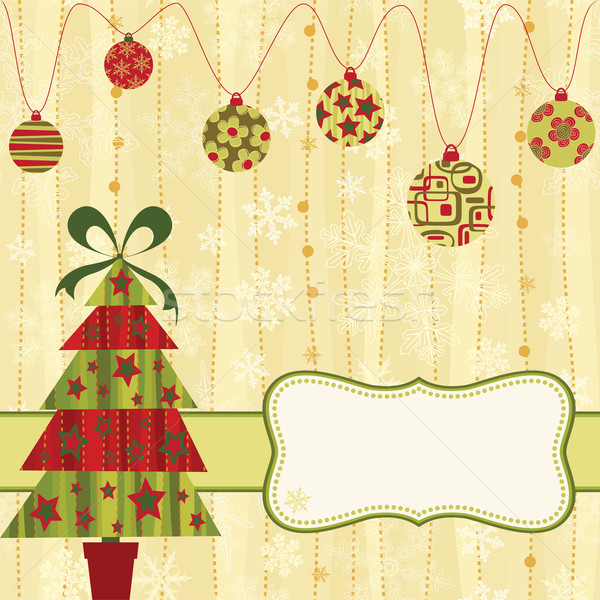 Сток-фото: Рождества · ретро · карт · дерево · дизайна