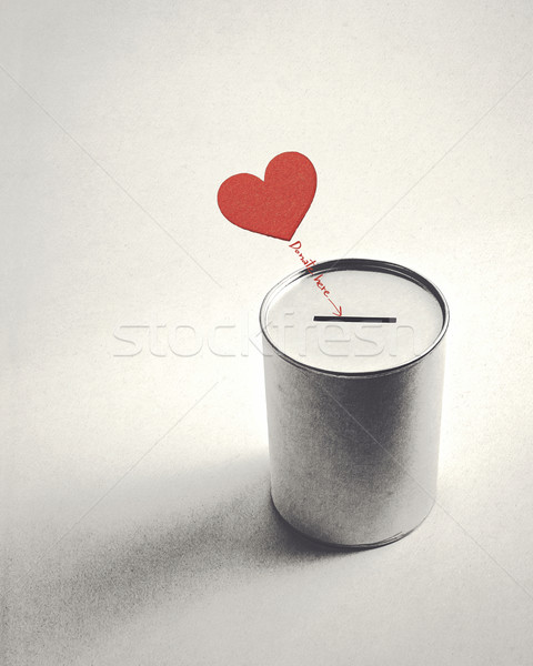 Cuore simbolo donazione può stile retrò finestra Foto d'archivio © winnond
