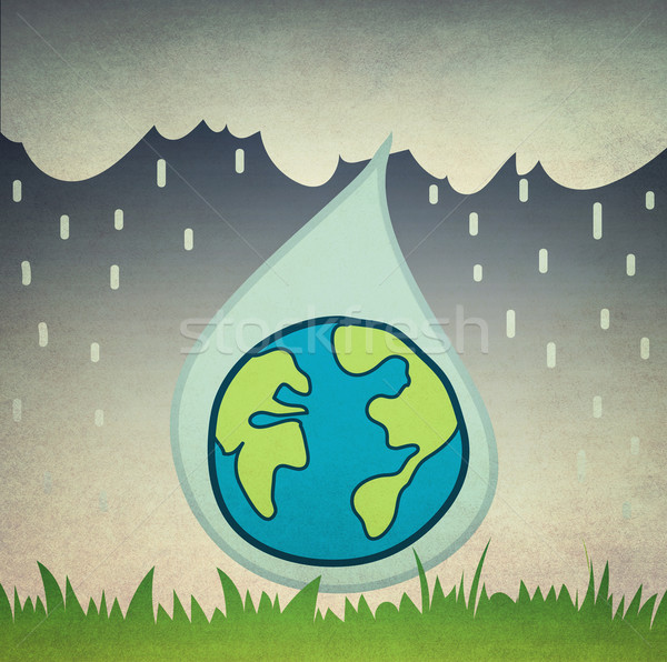 雨滴 地球 下降 復古風格 水 春天 商業照片 © winnond