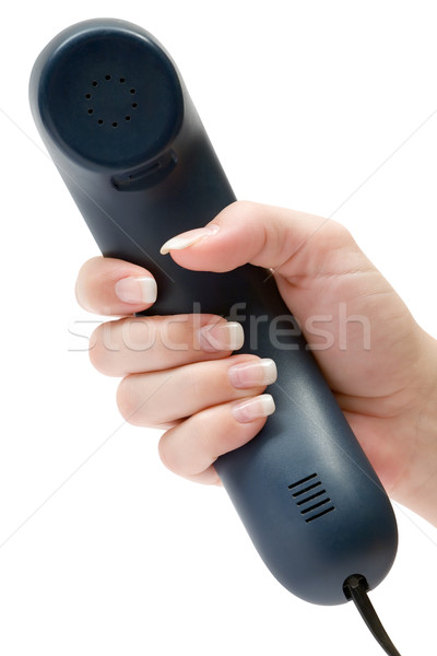 Telefongespräch weiblichen Hand halten Telefon isoliert Stock foto © winterling