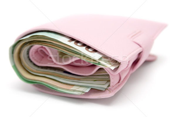 Kövér rózsaszín pénztárca nőies bőr pénztárca Stock fotó © winterling