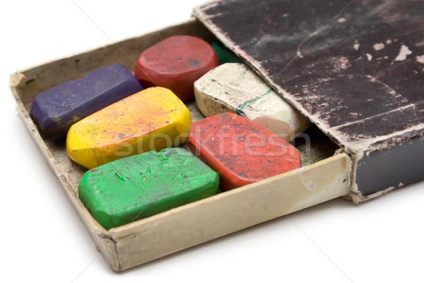 Stock photo: Grungy Box of Wax Crayons