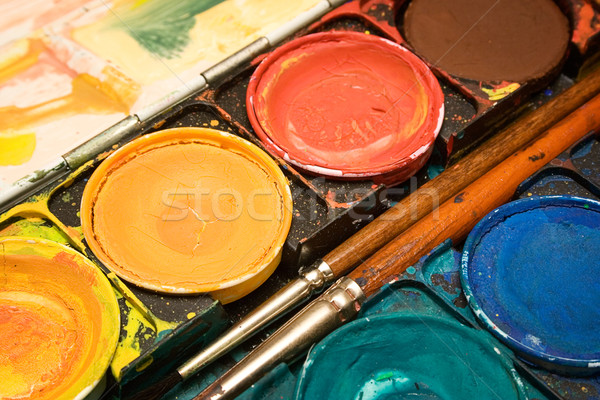 Box of Watercolors Close View Stock photo © winterling