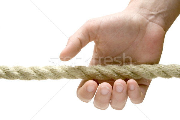 Seil weiblichen Hand isoliert weiß Frau Stock foto © winterling
