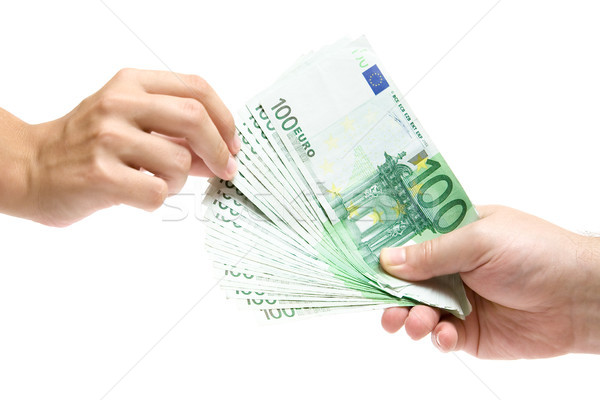 Stock fotó: Fizet · női · kéz · Euro · bankjegyek · izolált