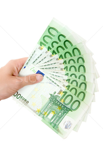 Halten Geld Fan Hand Haufen Stock foto © winterling