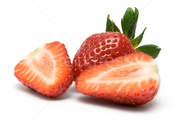 Erdbeere Scheiben geschnitten rot Früchte weiß Stock foto © winterling