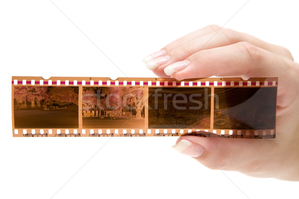 Filmstrip femeie izolat alb film Imagine de stoc © winterling