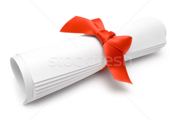 Geschenkgutschein gerollt Zertifikat isoliert weiß Stock foto © winterling