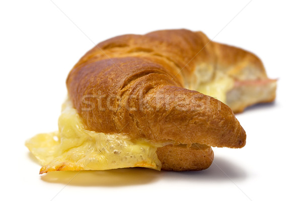 Foto stock: Croissant · queijo · presunto · isolado · branco · fundo