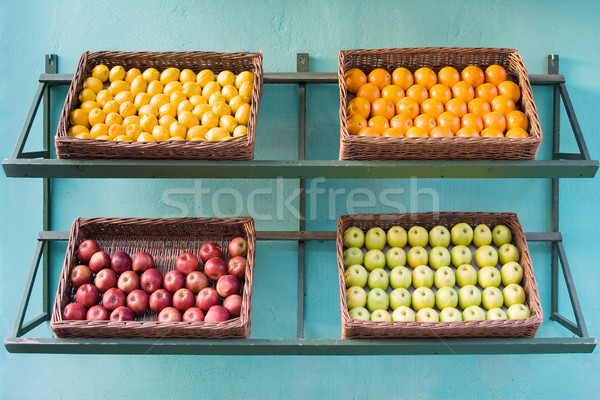 [[stock_photo]]: Fruits · plein · fruits · vente · alimentaire · mur