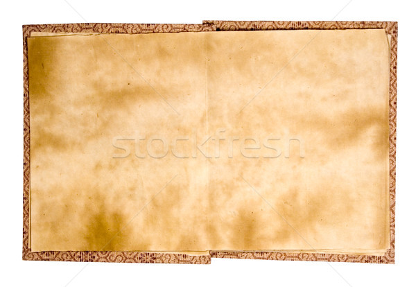 [[stock_photo]]: Vieux · taché · livre · ouvrir · isolé