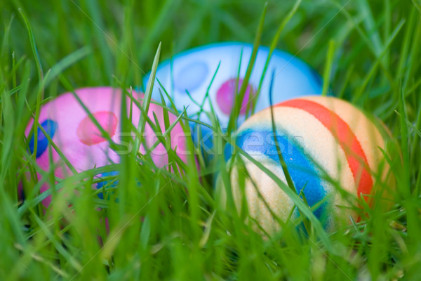 Tojás vadászat három színes tojások rejtett Stock fotó © winterling