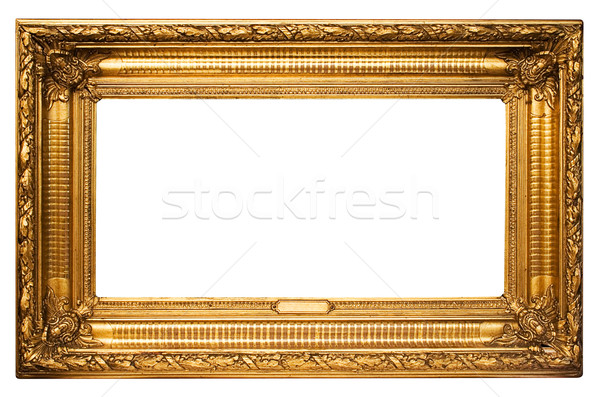 Stock photo: Wide Golden Picture Frame with Clipping Path