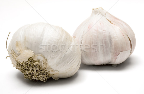 Foto stock: Alho · fresco · isolado · branco · comida · fundo