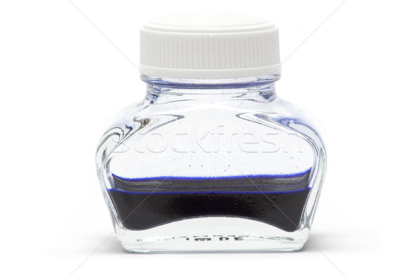 Tinte Topf blau Flasche isoliert weiß Stock foto © winterling
