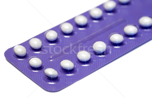 Controllo delle nascite pillole pack isolato bianco Foto d'archivio © winterling