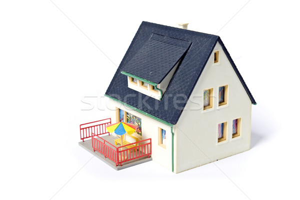 Fehér modell ház otthon zöld városi Stock fotó © wisiel