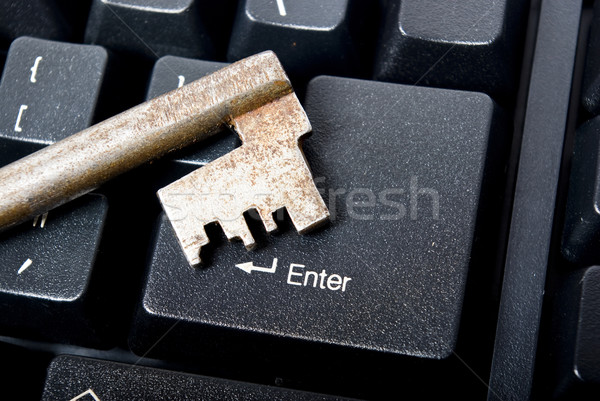 Belépés öreg kulcs gomb billentyűzet üzlet Stock fotó © wisiel