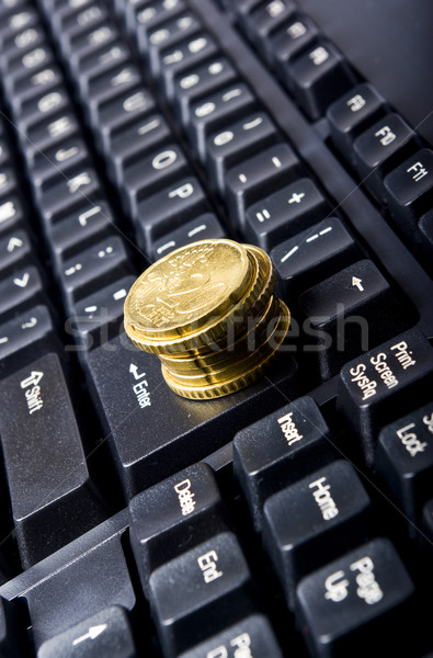 Internet vonal érmék billentyűzet üzlet laptop Stock fotó © wisiel