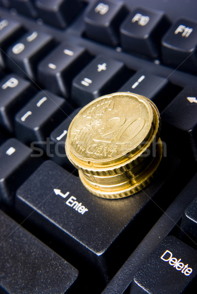 Internet billentyűzet köteg érmék üzlet laptop Stock fotó © wisiel