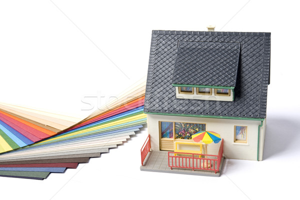 Szivárvány ház festék minták modell építkezés Stock fotó © wisiel