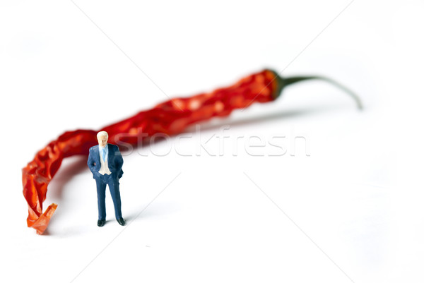Miniatűr férfi piros paprika emberek nő munka Stock fotó © wisiel