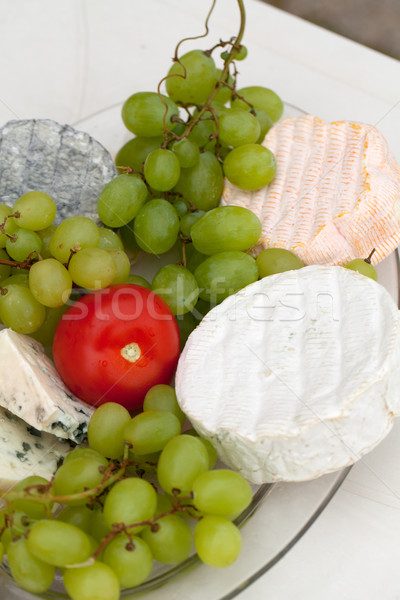 Cheese with white grapes and tomato Stock photo © wjarek