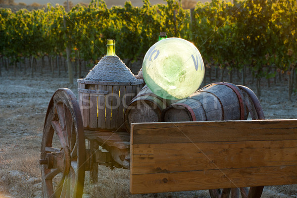 Stock photo: A cart loaded with wine bottles